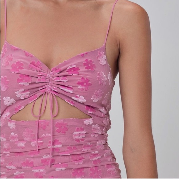 For Love and Lemons FL&L Lusk Velvet Midi Dress Pink Size Large EUC - Picture 2 of 16